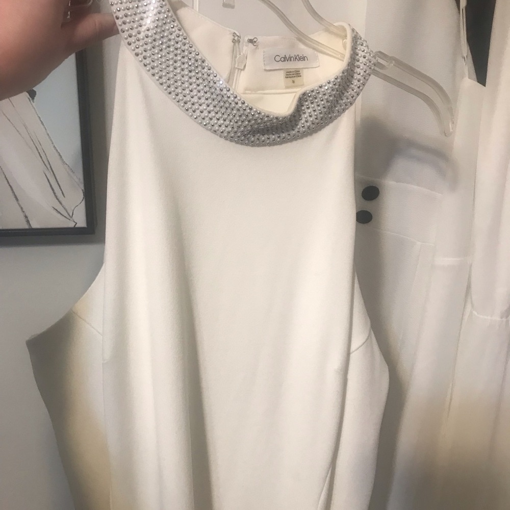 Ivory high neck formal dress